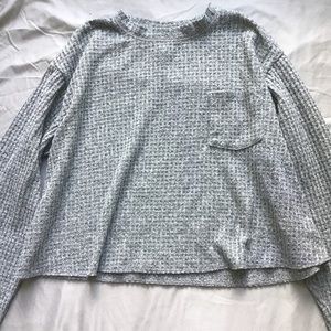 gray waffle knit crop top